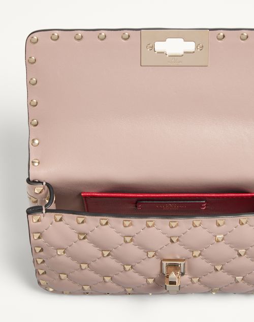 Valentino Garavani - Small Nappa Rockstud Spike Bag - Poudre - Woman - Shoulder Bags